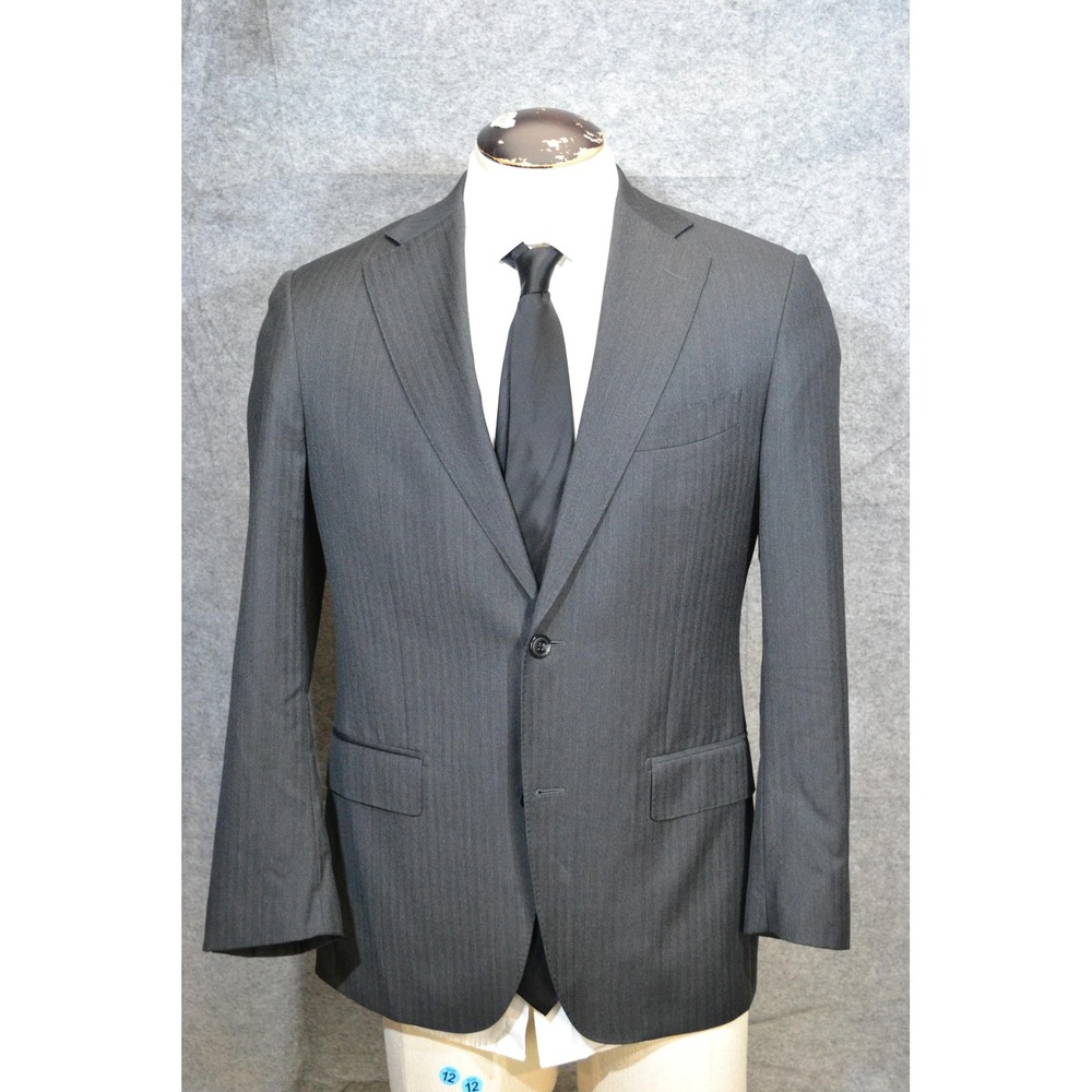 Suitsupply Suit Jacket Mens 38R Gray Herringbone Strip Wool Vitale Barberis